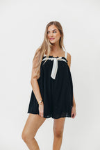 Ashtin Oversized Romper with Bow Detail in Black/Cream