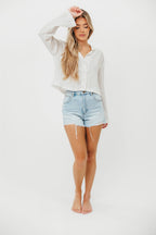 Zariah Long Sleeve Summer Shirt in Milk