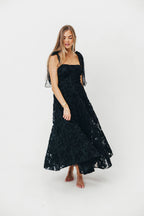 Zinnia 3D Textured Lace Midi Dress in Black *Final-Sale*