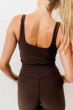 Avi Ribbed Square Neck Crop Top in Espresso