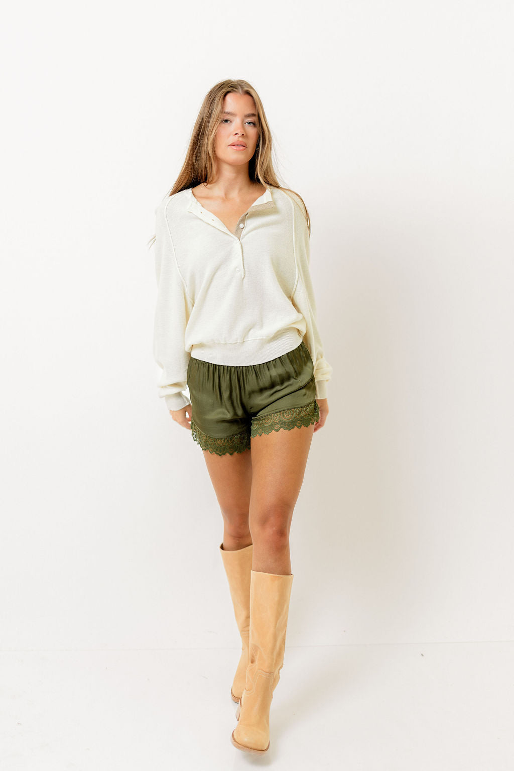 Leona Button Front Sweater in Cream/Cappuccino *Final Sale*