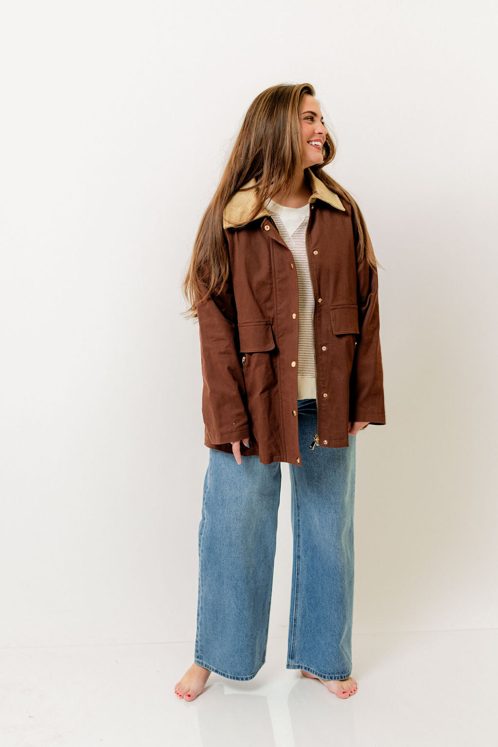 Tania Cotton Barn Jacket in Mocha