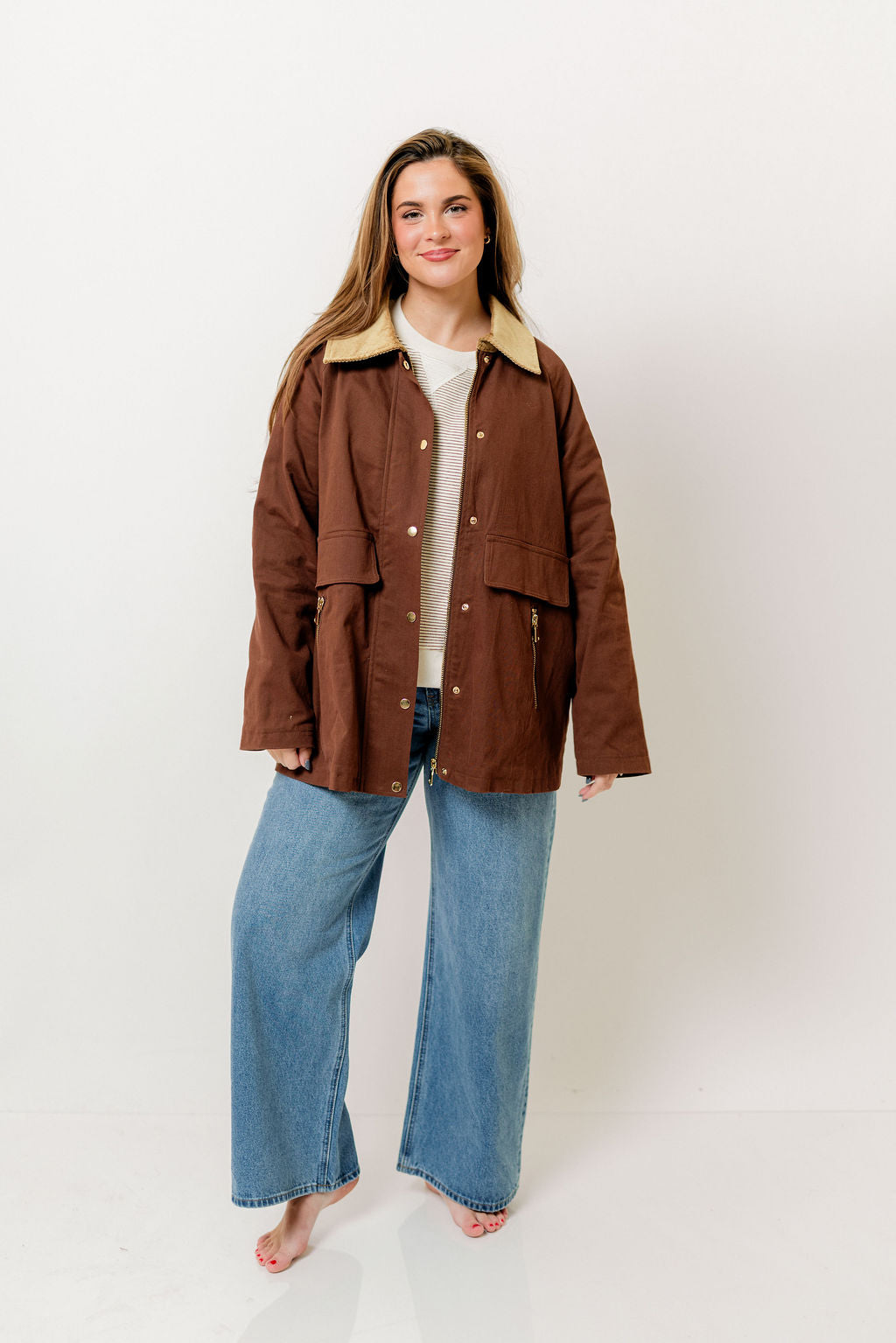 Tania Cotton Barn Jacket in Mocha
