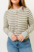 Rae Striped Cardigan Top in Olive/Oat/Grey