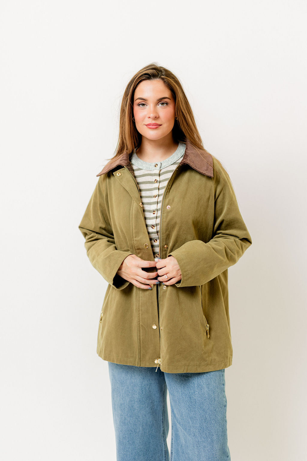 Tania Cotton Barn Jacket in Olive
