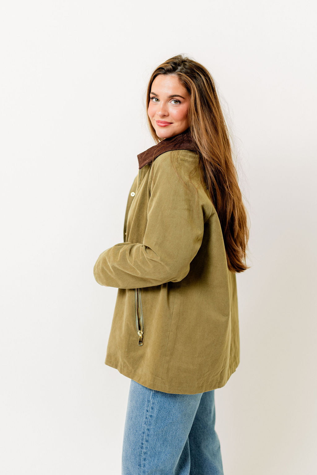Tania Cotton Barn Jacket in Olive