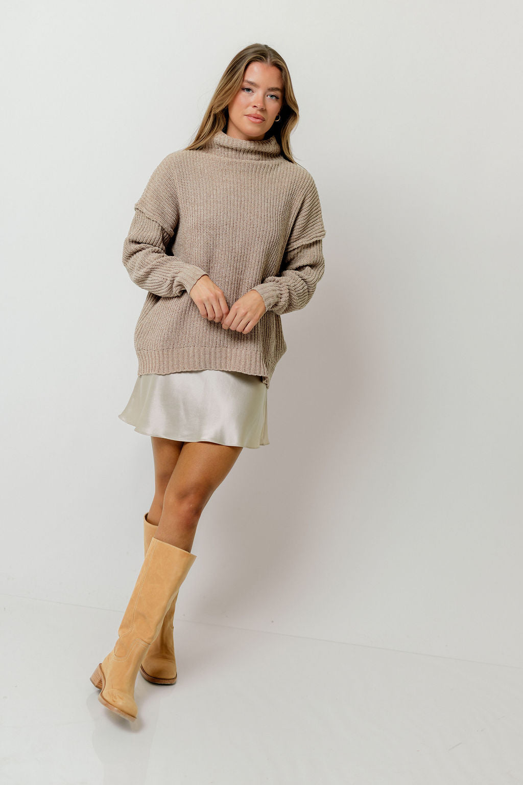 Gwendolyn High Neck Chenille Sweater in Sand *Final Sale*
