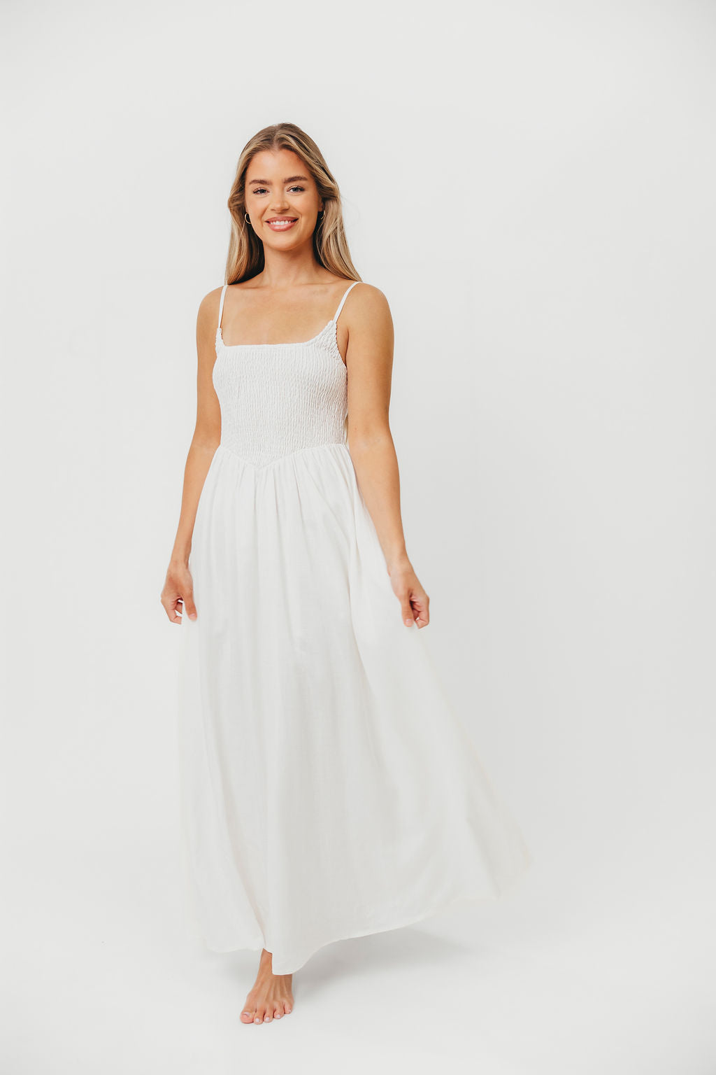 Josefina Smocked Maxi Dress in Off White *Final-Sale*