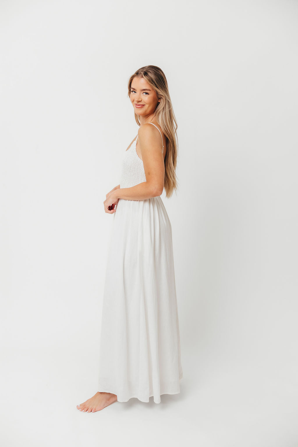 Josefina Smocked Maxi Dress in Off White *Final-Sale*