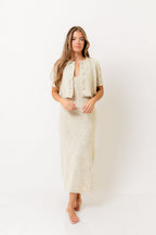 Meli Sweater Dress with Cropped Short Sleeve Cardigan in Oatmeal