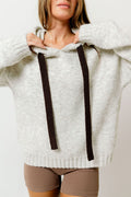 Gaia Hooded Sweater with Contrast String Detail in Oatmeal