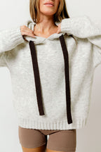 Gaia Hooded Sweater with Contrast String Detail in Oatmeal