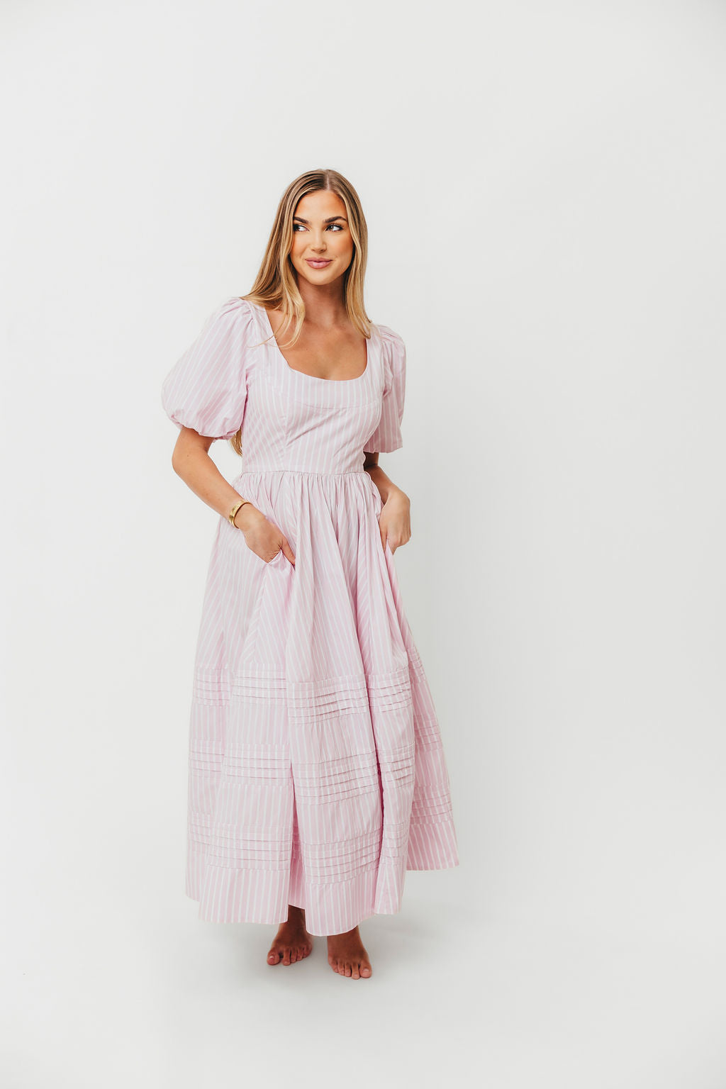 Abby 100% Cotton Midi Dress in Pink *Final-Sale*