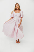 Abby 100% Cotton Midi Dress in Pink *Final-Sale*