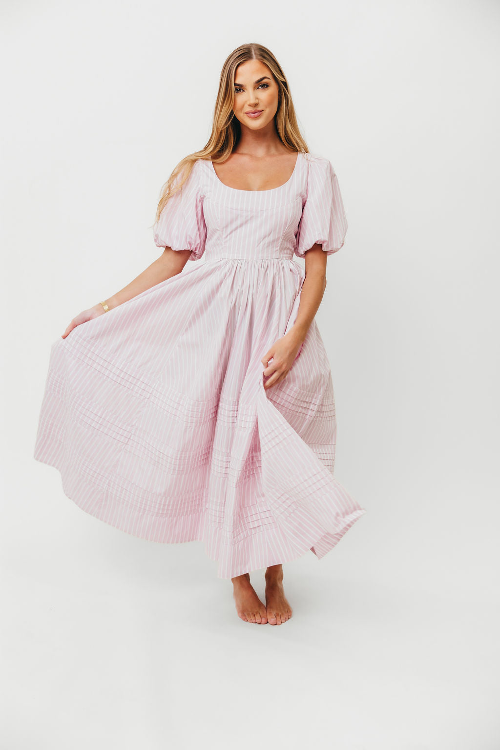 Abby 100% Cotton Midi Dress in Pink *Final-Sale*