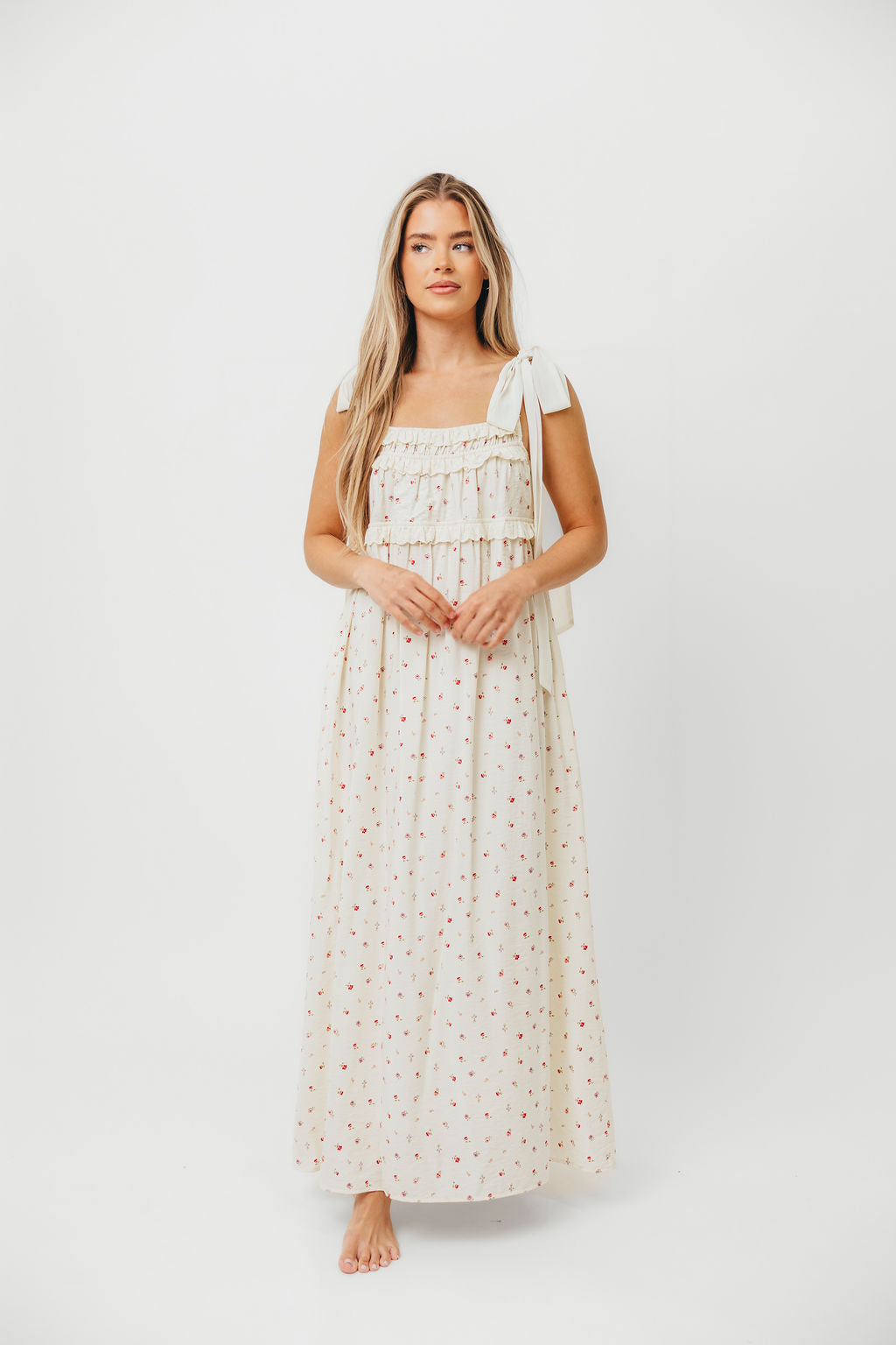 Ellery Tank Maxi Dress with Bow Straps in Primrose - Bump Friendly