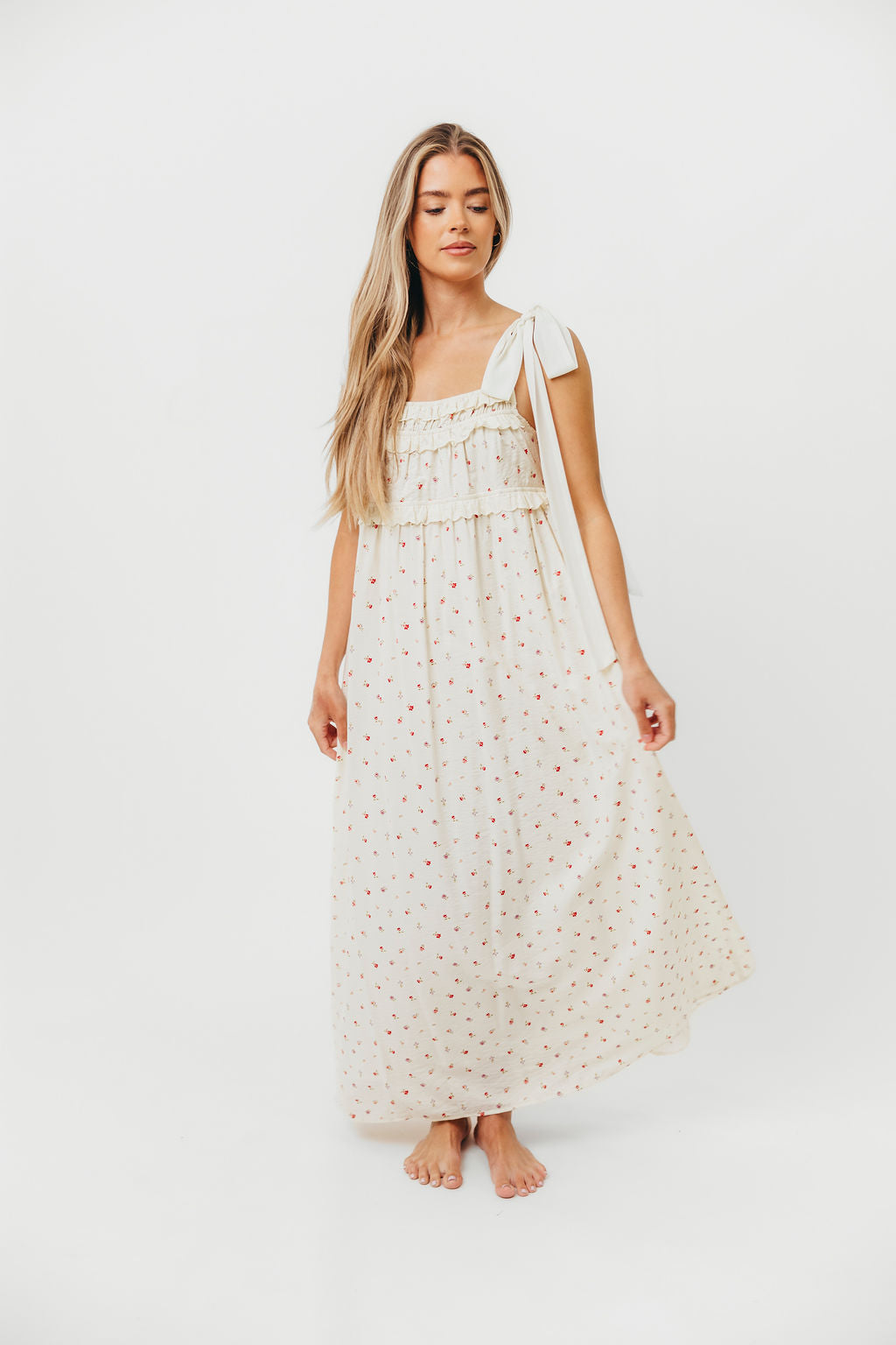 Ellery Tank Maxi Dress with Bow Straps in Primrose - Bump Friendly