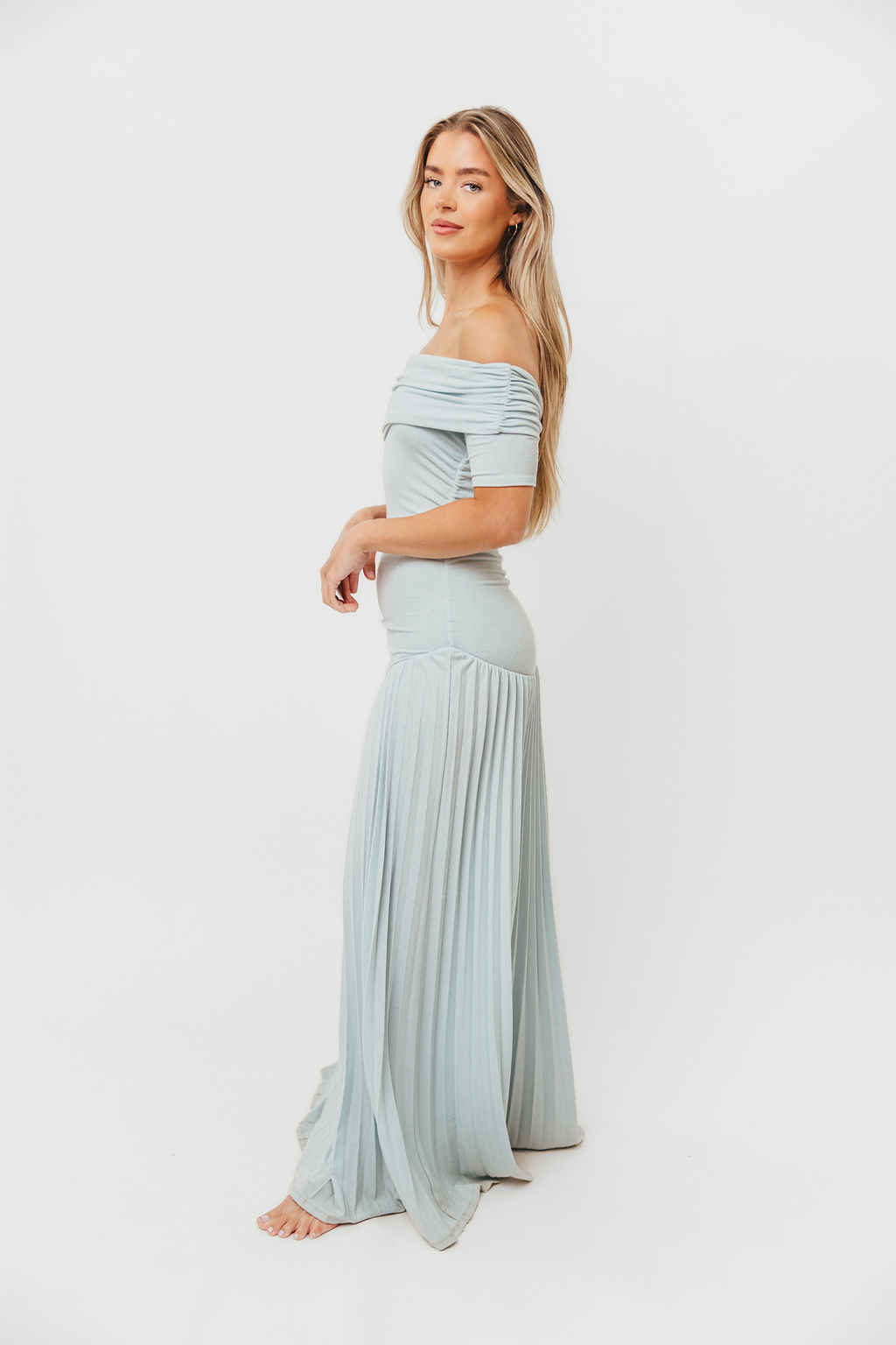 The Lennox Maxi Dress in Dusty Blue - Bump Friendly