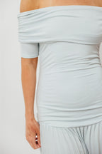 The Lennox Maxi Dress in Dusty Blue - Bump Friendly