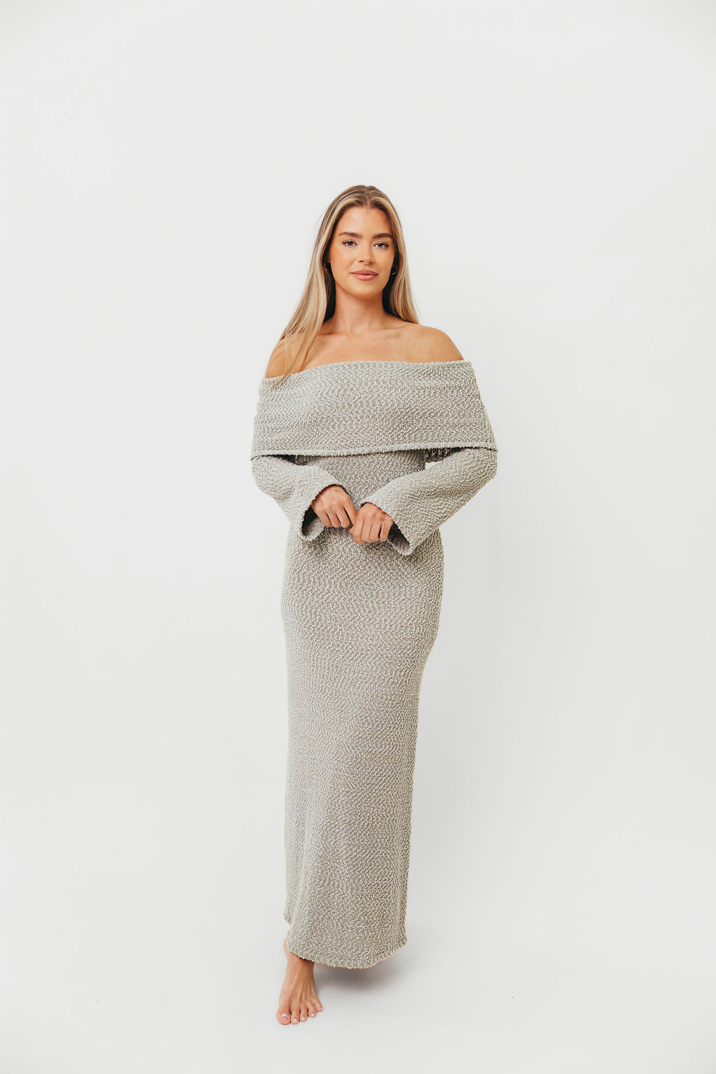 Nora Knit Maxi Dress in Dusty Sage - Bump Friendly
