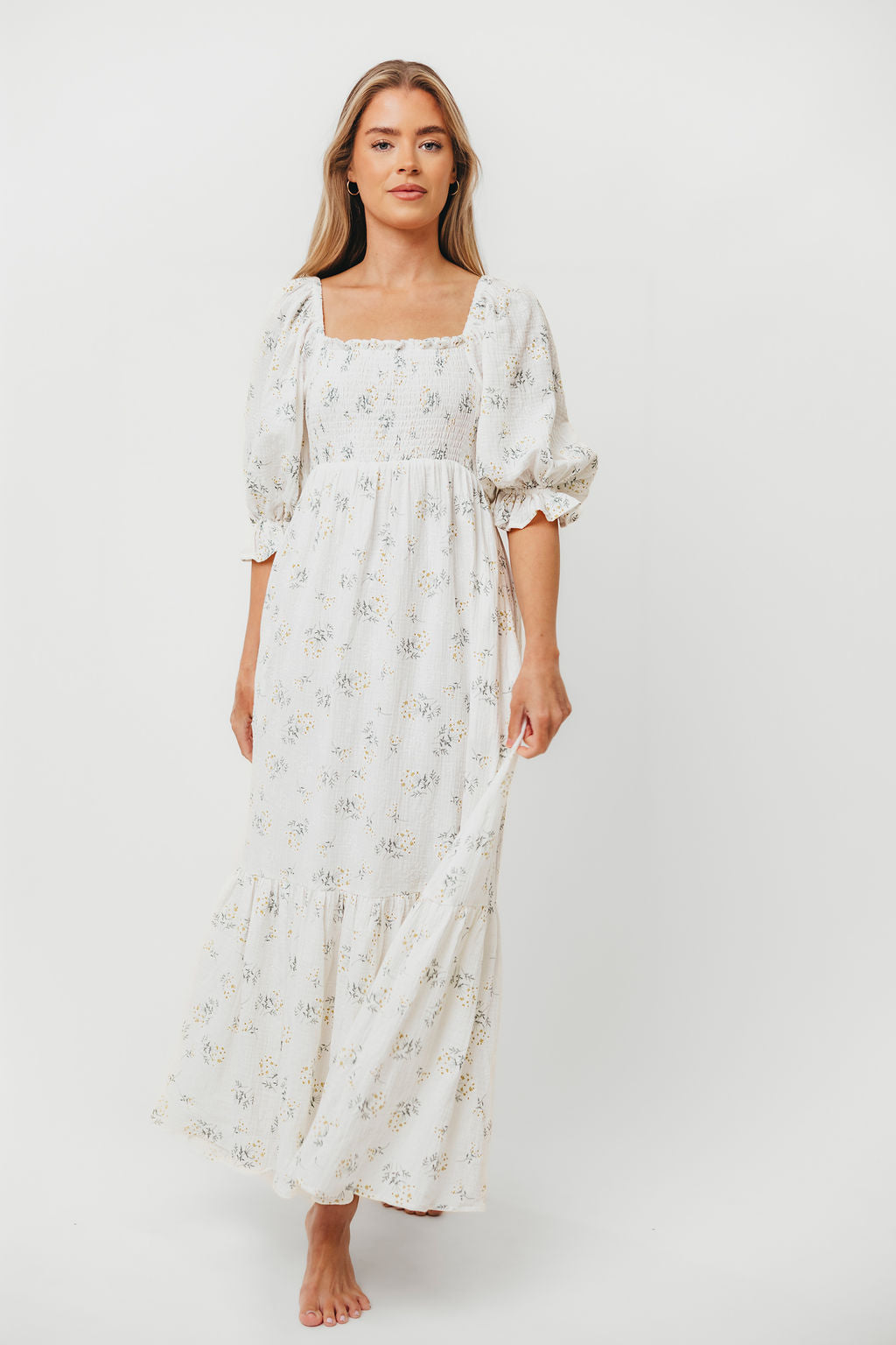 Livvy 100% Cotton  Maxi Dress in Chamomile - Bump Friendly & Inclusive Sizing