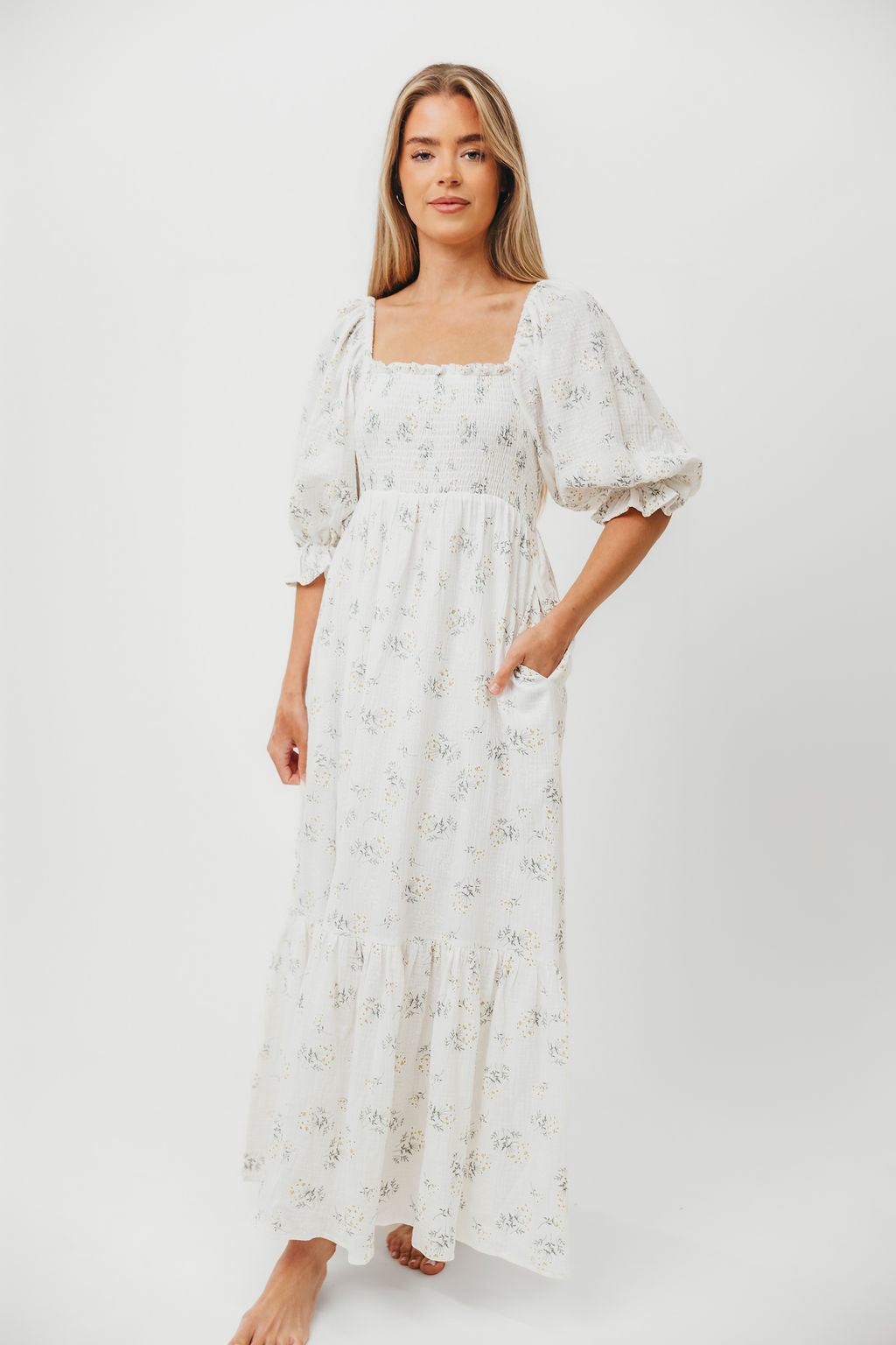 Livvy 100% Cotton  Maxi Dress in Chamomile - Bump Friendly & Inclusive Sizing