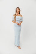Brit Maxi Dress in Dusty Blue - Bump Friendly