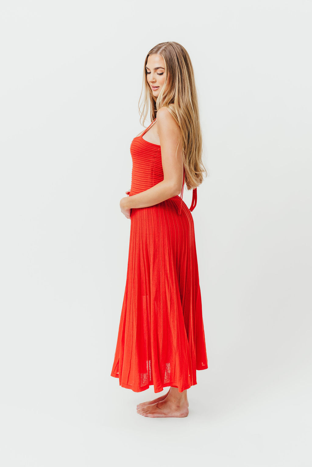 Holly Mixed Media Midi Dress in Poppy *Final-Sale*