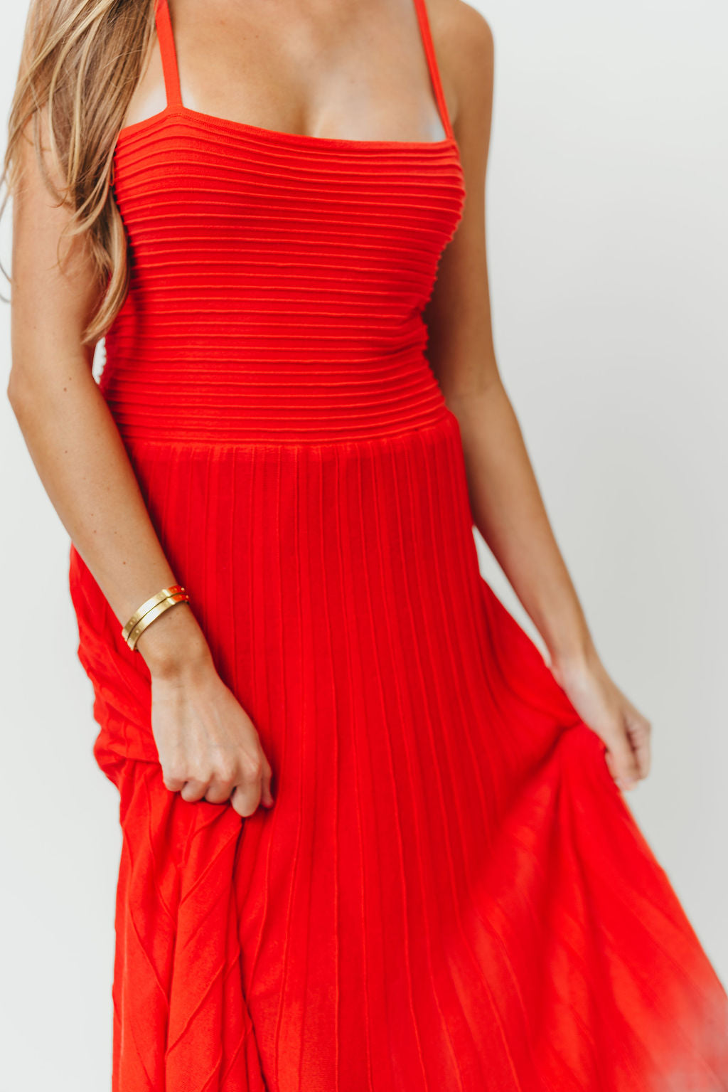 Holly Mixed Media Midi Dress in Poppy *Final-Sale*