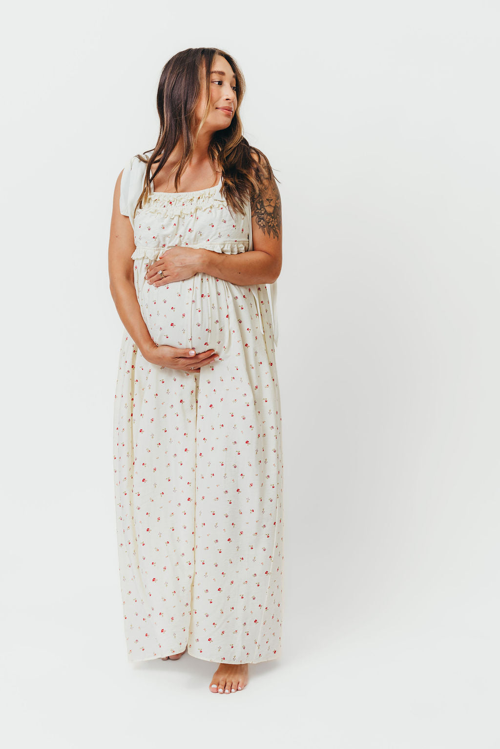 Ellery Tank Maxi Dress with Bow Straps in Primrose - Bump Friendly