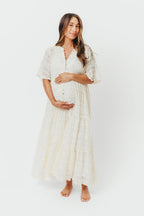 Kristin Tiered Woven Maxi Dress with Detachable Liner in Ivory - Bump Friendly *12/29 PRE-ORDER*