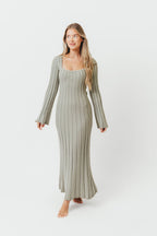 Rowan Square Neck Maxi Dress in Green