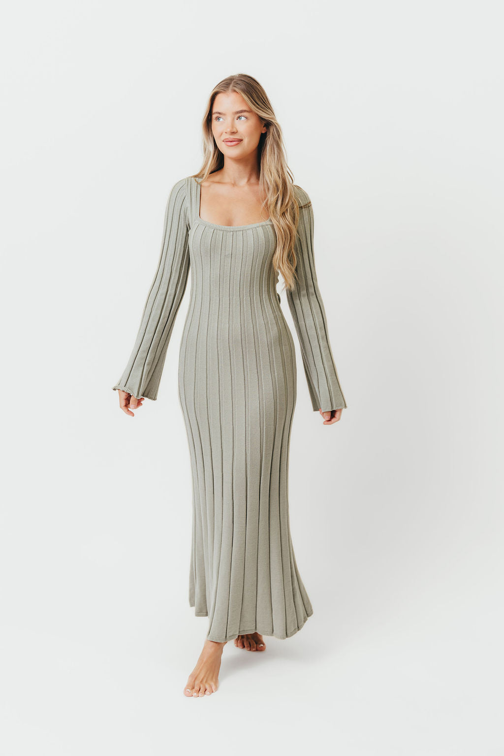 Rowan Square Neck Maxi Dress in Green