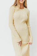 Colette Premium Long Sleeved Ribbed Knit Maxi Dress in Butter Yellow  - Bump Friendly *Final-Sale*