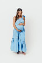 Jordan One-Shoulder Maxi Dress in Carolina Blue - Bump Friendly *Final-Sale*
