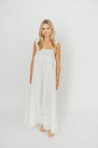 Lelah 100% Linen Maxi Dress in Off-White - Bump Friendly - Restocking in 2026