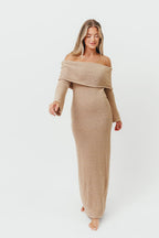Nora Knit Maxi Dress in Tan - Bump Friendly