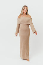 Nora Knit Maxi Dress in Tan - Bump Friendly