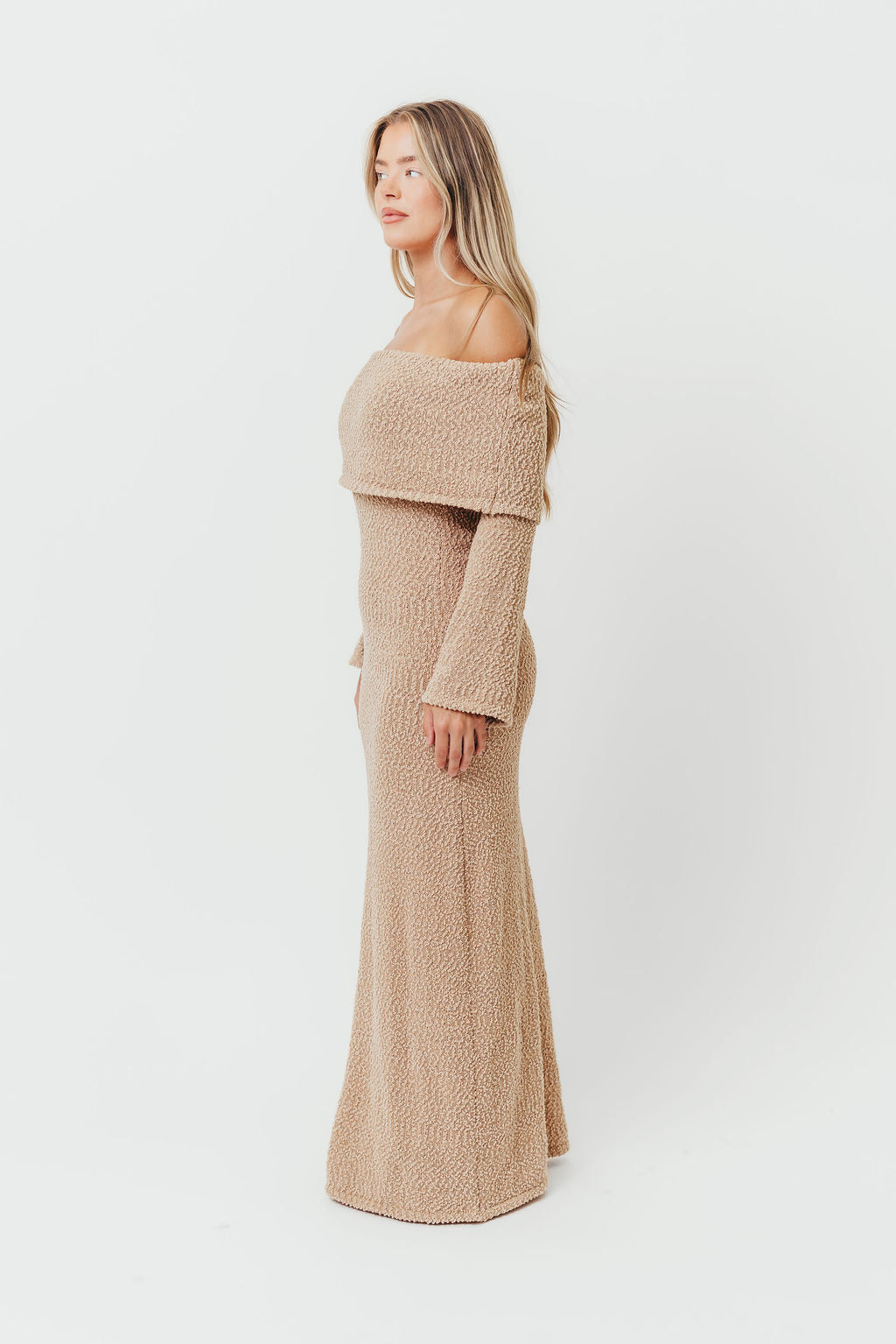 Nora Knit Maxi Dress in Tan - Bump Friendly