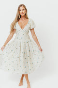 Meadow Floral Midi Dress in Ivory/Blue *Final-Sale*