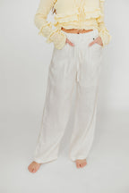 Jeanette 100% Linen Pants in White *Final-Sale*
