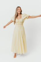 Sydnee Cotton Maxi Dress in Butter Yellow - Bump Friendly