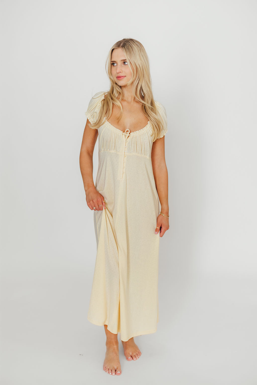 Remi Maxi Dress in Custard - Restocking end of Jan 2026