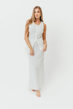 Leia Button Down Sweater Tank and Maxi Skirt Set in Off-White *Final-Sale*