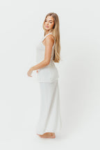 Leia Button Down Sweater Tank and Maxi Skirt Set in Off-White *Final-Sale*