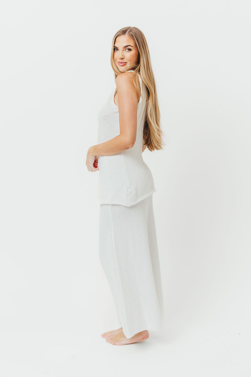 Leia Button Down Sweater Tank and Maxi Skirt Set in Off-White *Final-Sale*