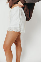 Tyler Shorts With Eyelet Ruffle Trim in Ivory