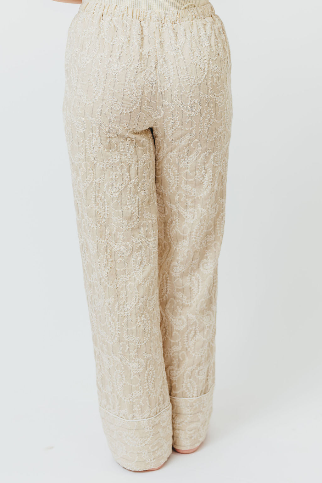 Jezebel Embroidered Paisley Pants in Natural *Final-Sale*