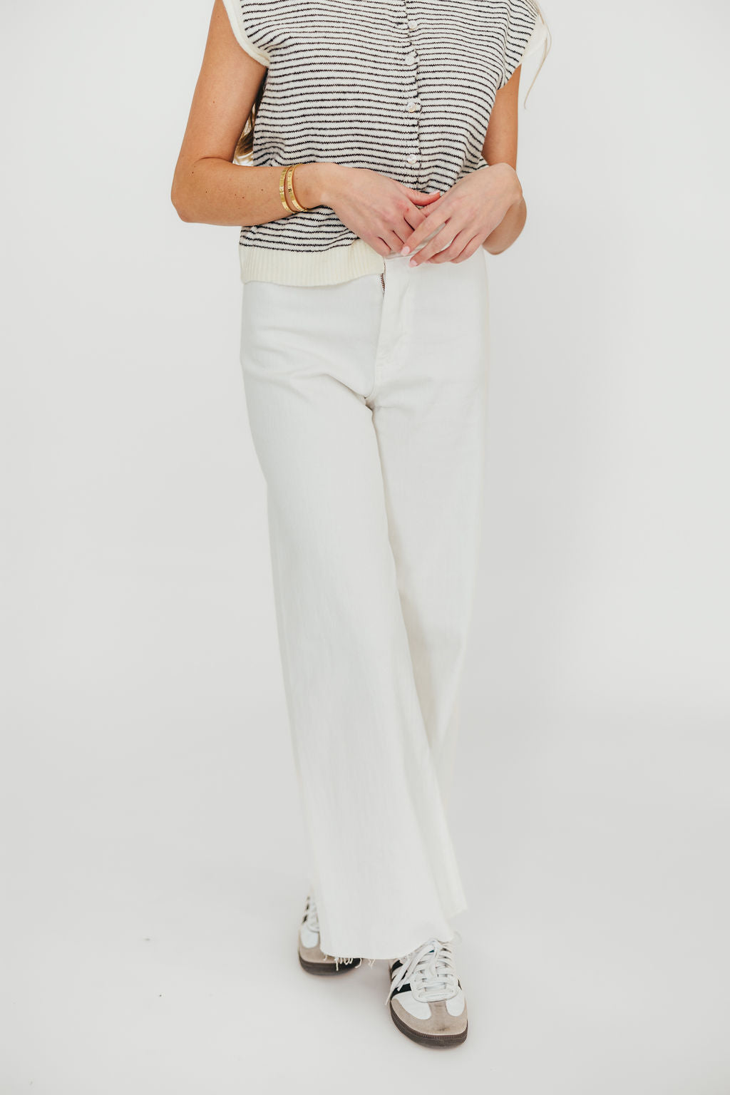 Corin Straight Wide Leg Denim Pants in Cream *Final-Sale*