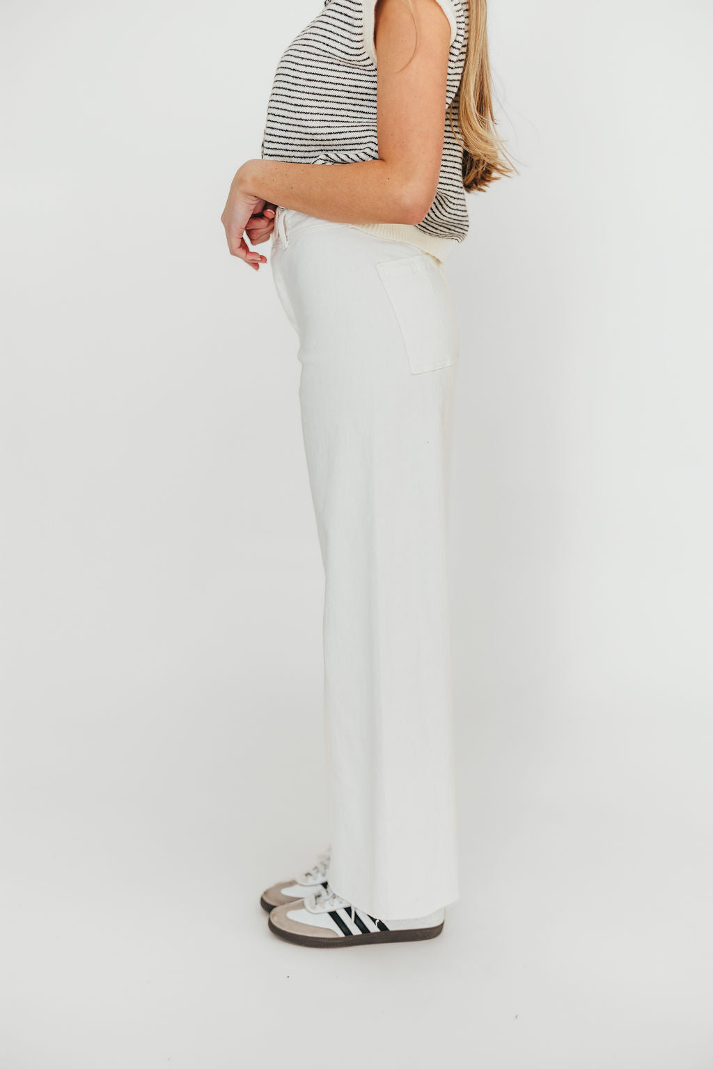 Corin Straight Wide Leg Denim Pants in Cream *Final-Sale*